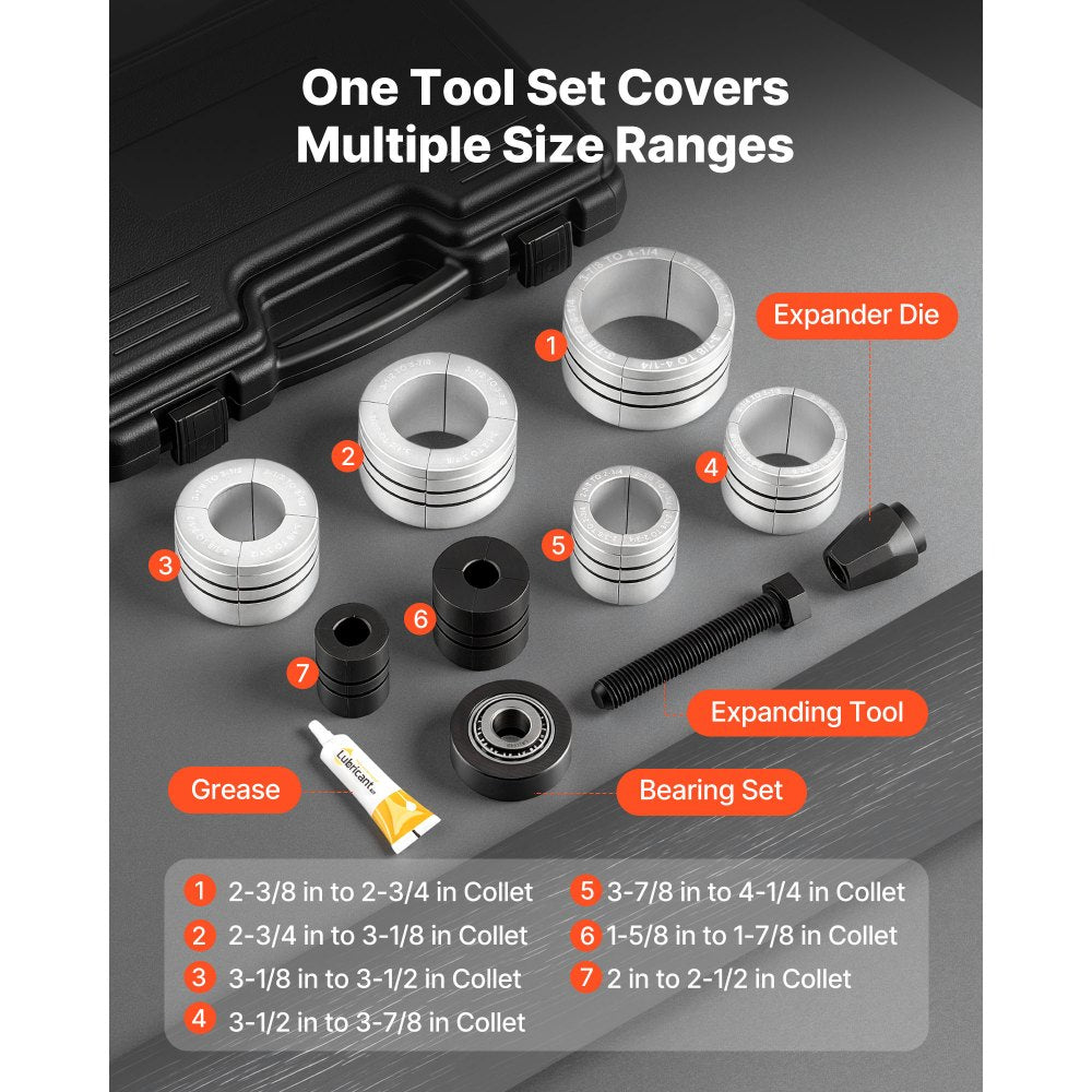 VEVOR Exhaust Pipe Expander Tool Kit, 1-5/8" to 4-1/4" Exhaust Pipe Stretcher, Muffler Pipes Spreader with 7 Heavy-Duty