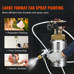 VEVOR 2L/0.5gal Spray Paint Pressure Pot Tank, Lightweight Air Paint Pressure Pot, 1.8mm Nozzle Spray Paint Gun 3m