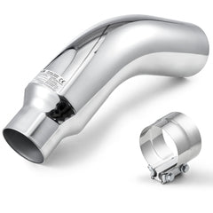 VEVOR Elbow Exhaust Tip, 4 Inch Inlet, 6 Inch Outlet, 23 in Overall Length, Chrome Turn Down Exhaust Tip with Clamp for