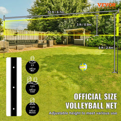 VEVOR Outdoor Portable Volleyball Net System, Adjustable Height Steel Poles, Professional Volleyball Set with PVC
