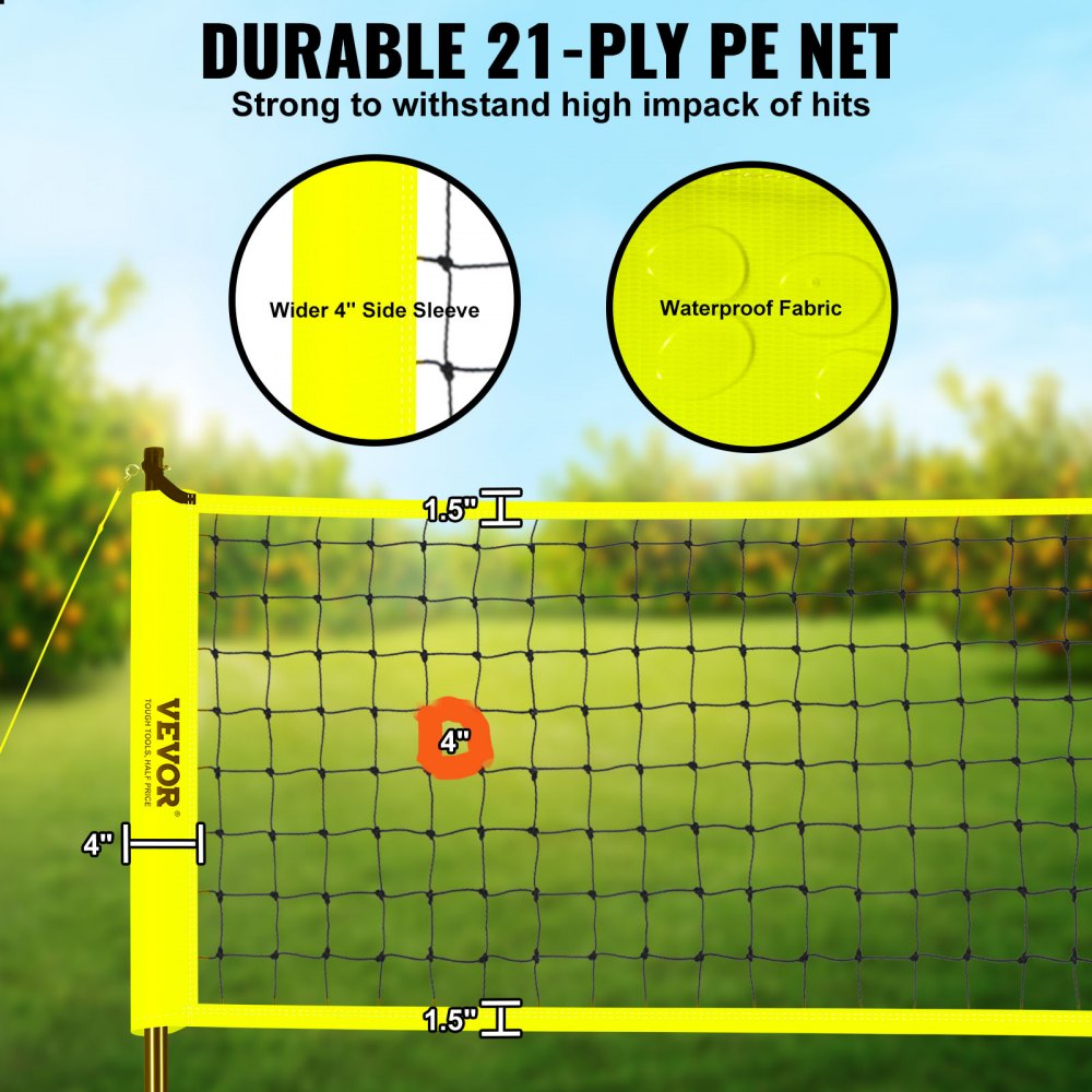VEVOR Outdoor Portable Volleyball Net System, Adjustable Height Steel Poles, Professional Volleyball Set with PVC