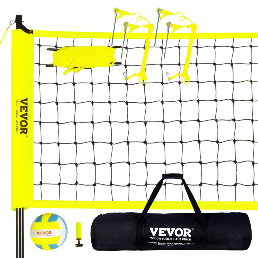 VEVOR Outdoor Portable Volleyball Net System, Adjustable Height Steel Poles, Professional Volleyball Set with PVC