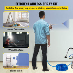 VEVOR Airless Paint Spray Hose Kit, 50ft 3600 psi High Pressure Fiber Tube with 8 inch Extension Rod Pole, Including