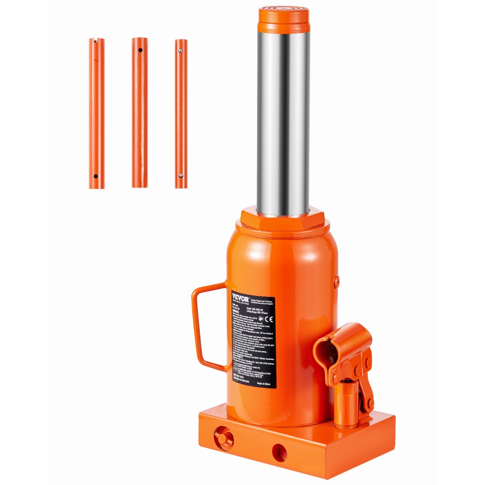 VEVOR Hydraulic Bottle Jack, 30 Ton/66138 lbs Welded Bottle Jack with 11.22''-18.66'' Lifting Range & 3-Section Long