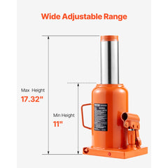 VEVOR Hydraulic Bottle Jack, 50 Ton/110231 lbs Welded Bottle Jack with 11''-17.32'' Lifting Range & 3-Section Long