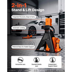 VEVOR Hydraulic Bottle Jack and Jack Stand in One 3 Ton (6613.9 lbs) Lift, for Sedans, Compact SUVs & Small Vans
