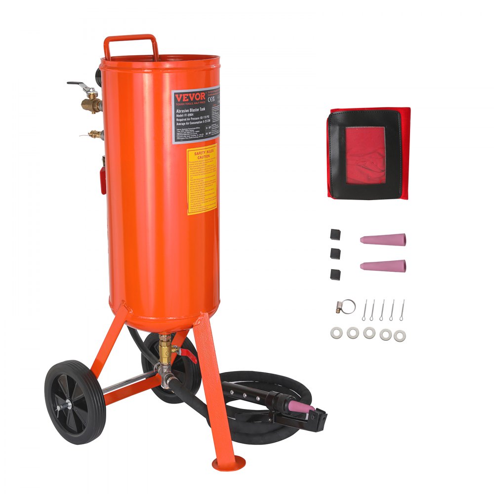 VEVOR 10 Gallon Heavy-Duty Sand Blaster, 60-110 PSI High Pressure Sandblaster, Portable Abrasive Blasting Tank, Air