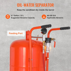 VEVOR 20 Gallon Sand Blaster, 60-110 PSI High Pressure Sandblaster, Portable Abrasive Blasting Tank, Air Sand Blasting