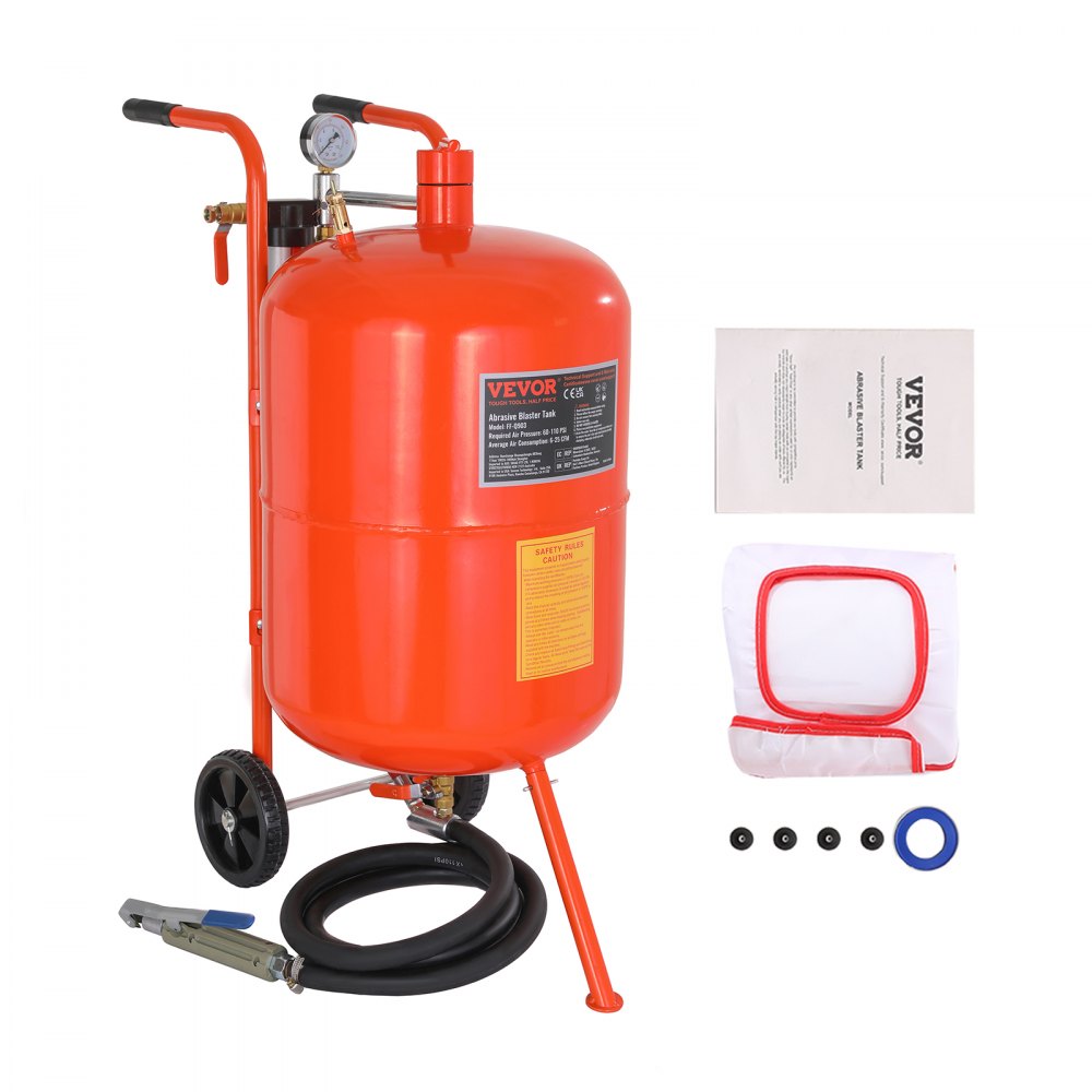 VEVOR 20 Gallon Sand Blaster, 60-110 PSI High Pressure Sandblaster, Portable Abrasive Blasting Tank, Air Sand Blasting