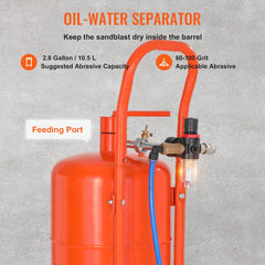 VEVOR 5 Gallon Sand Blaster, 60-110 PSI High Pressure Sandblaster, Portable Abrasive Blasting Tank, Air Sand Blasting