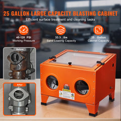 VEVOR 25 Gallon Sandblasting Cabinet, 40-120PSI Portable Benchtop Sand Blasting Cabinet, Heavy Duty Steel Sand Blaster