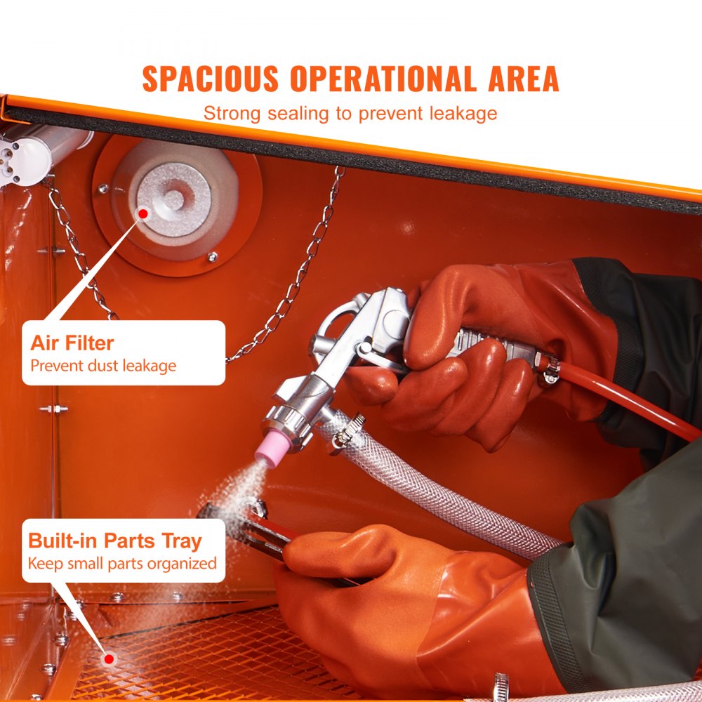 VEVOR 25 Gallon Sandblasting Cabinet, 40-120PSI Portable Benchtop Sand Blasting Cabinet, Heavy Duty Steel Sand Blaster