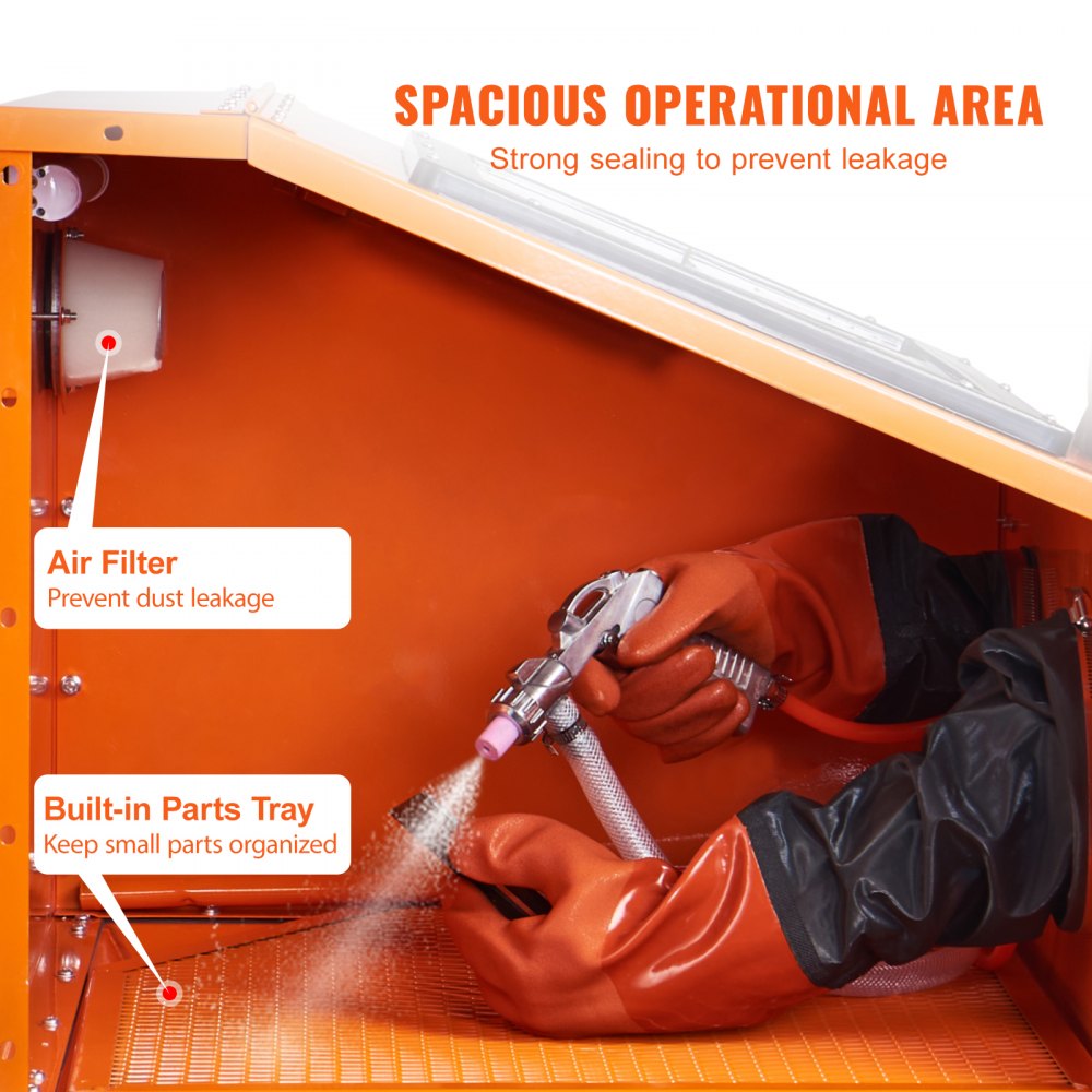 VEVOR 40 Gallon Sandblasting Cabinet, 40-120PSI Portable Benchtop Sand Blasting Cabinet, Heavy Duty Steel Sand Blaster