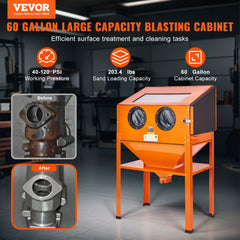 VEVOR 60 Gallon Sandblasting Cabinet, 40-120PSI Sand Blasting Cabinet with Stand, Heavy Duty Steel Sand Blaster with