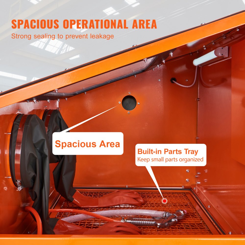 VEVOR 60 Gallon Sandblasting Cabinet, 40-120PSI Sand Blasting Cabinet with Stand, Heavy Duty Steel Sand Blaster with