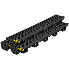 VEVOR Trench Drain System, Channel Drain with Plastic Grate, 5.7x3.1-Inch HDPE Drainage Trench, Black Plastic Garage