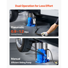 VEVOR Air Hydraulic Bottle Jack, 32 Ton (70546.9 lbs) Capacity, 10-16.3 Inch Lifting Range, Pneumatic/Manual Heavy Duty
