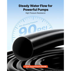 VEVOR Discharge Hose 1-1/2" x 100 ft PVC Lay Flat Backwash Water Pump Hose, for Swimming Pool Sand Filter & Sump Pump
