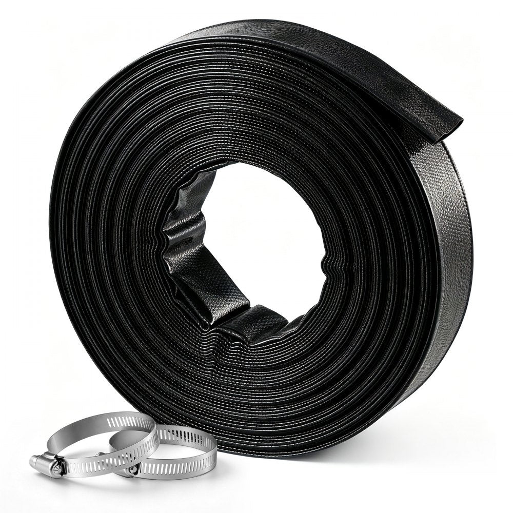 VEVOR Discharge Hose 1-1/2" x 100 ft PVC Lay Flat Backwash Water Pump Hose, for Swimming Pool Sand Filter & Sump Pump