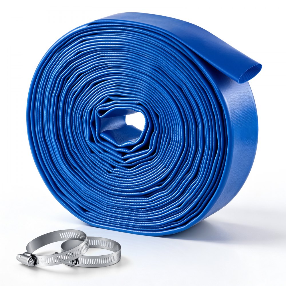 VEVOR Discharge Hose 1-1/2" x 50 ft PVC Lay Flat Backwash Water Pump Hose, for Swimming Pool Sand Filter & Sump Pump