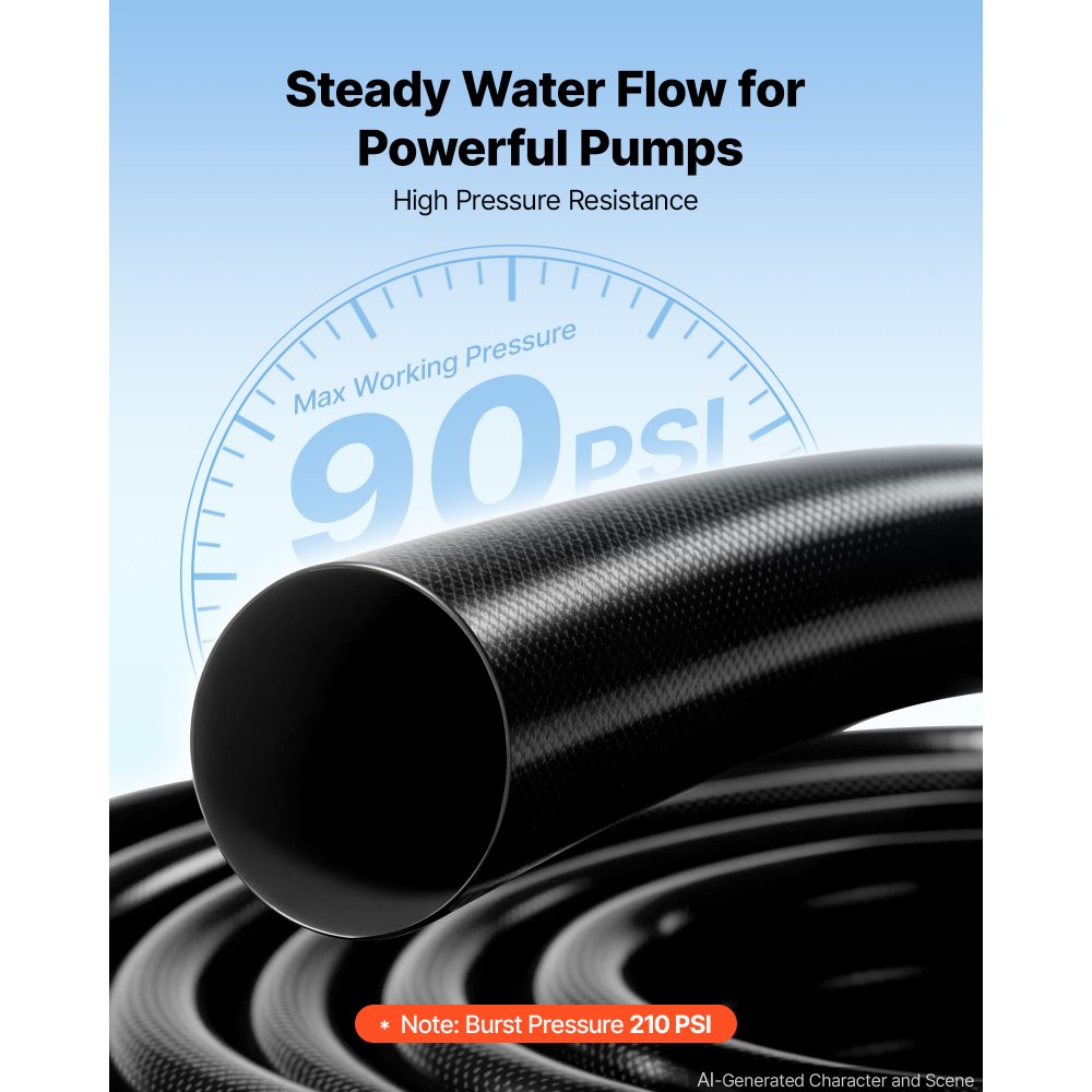 VEVOR Discharge Hose 2" x 100 ft PVC Lay Flat Backwash Water Pump Hose, for Swimming Pool Sand Filter & Sump Pump