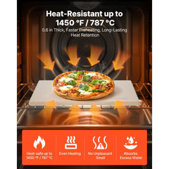 VEVOR Pizza Stone, 15 x 12 in Rectangular Cordierite Pizza Stone, Extra Large Baking-Stone with Scraper, 0.6 in Thick