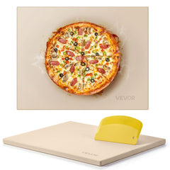 VEVOR Pizza Stone, 15 x 12 in Rectangular Cordierite Pizza Stone, Extra Large Baking-Stone with Scraper, 0.6 in Thick