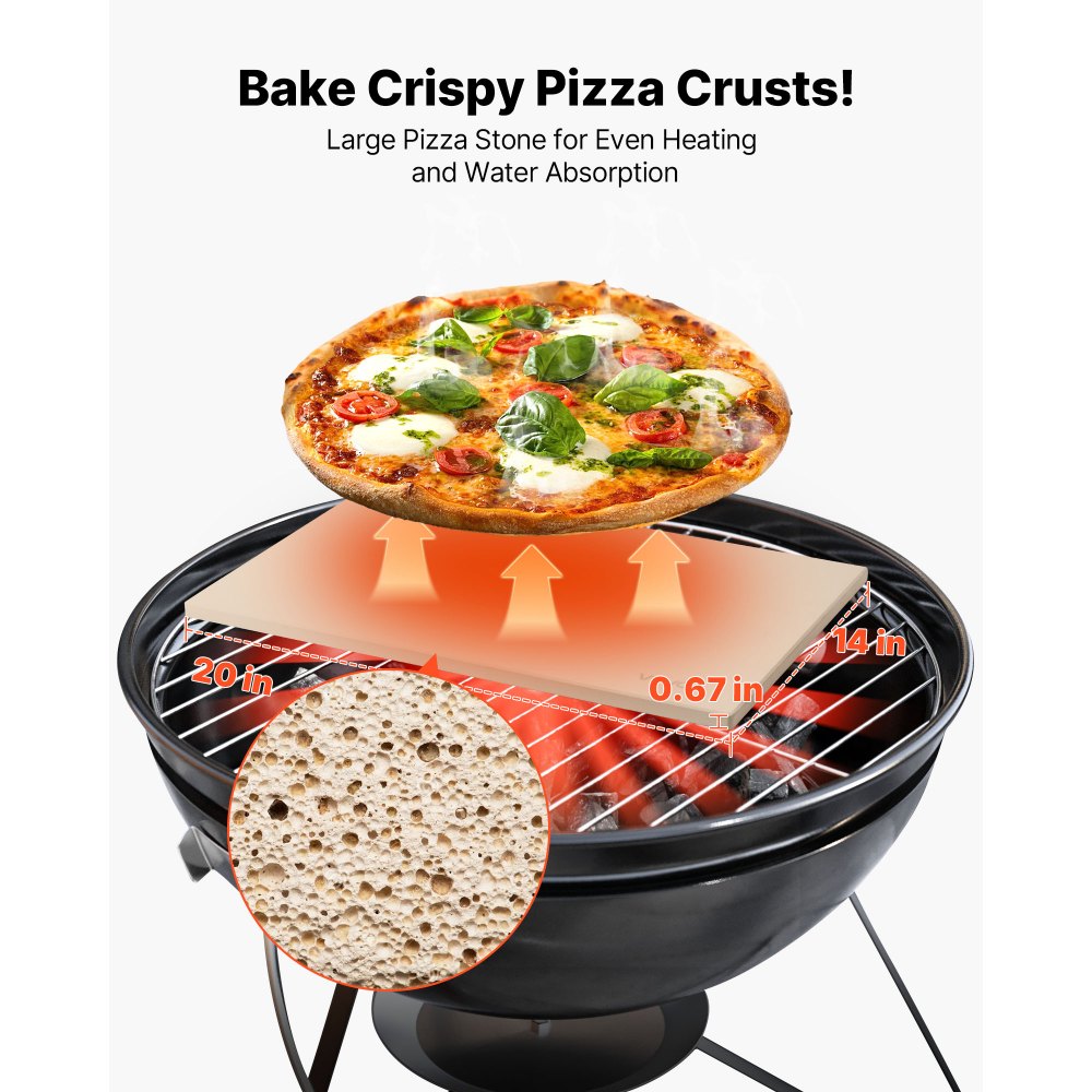 VEVOR Pizza Stone, 20 x 14 x 0.67 in Rectangular Pizza Stone, Extra Large Baking-Stone with Scraper, 1450℉