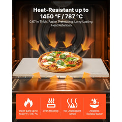 VEVOR Pizza Stone, 20 x 14 x 0.67 in Rectangular Pizza Stone, Extra Large Baking-Stone with Scraper, 1450℉