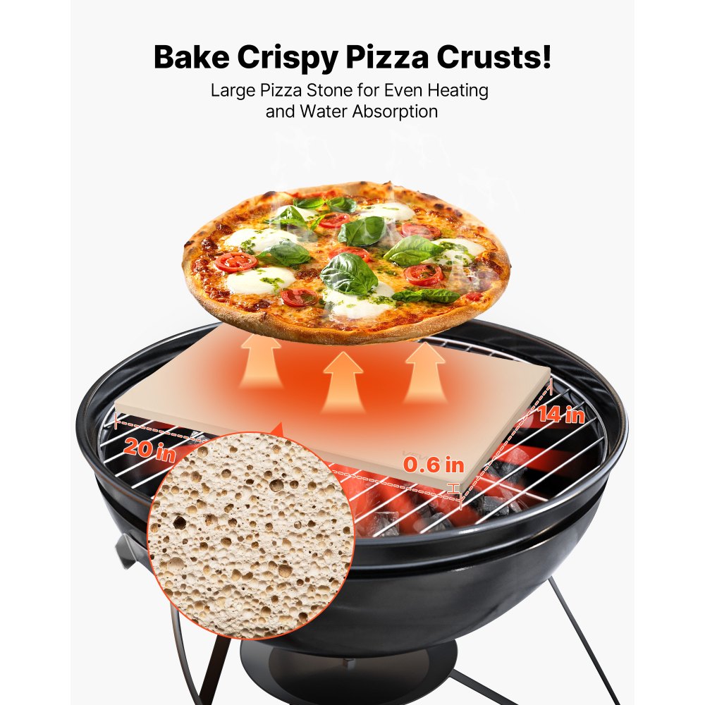VEVOR Pizza Stone, 22 x 14 x 0.6 in Rectangular Cordierite Pizza Stone, 1450℉ Heat-Resistant Cook Stone, Extra Large