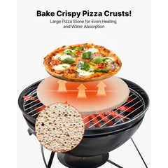 VEVOR Pizza Stone, 15 in Round Pizza Stone, 0.67 in Large Cordierite Baking-Stone with Metal Peel, Scrape, 1450℉