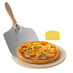 VEVOR Pizza Stone, 15 in Round Pizza Stone, 0.67 in Large Cordierite Baking-Stone with Metal Peel, Scrape, 1450℉