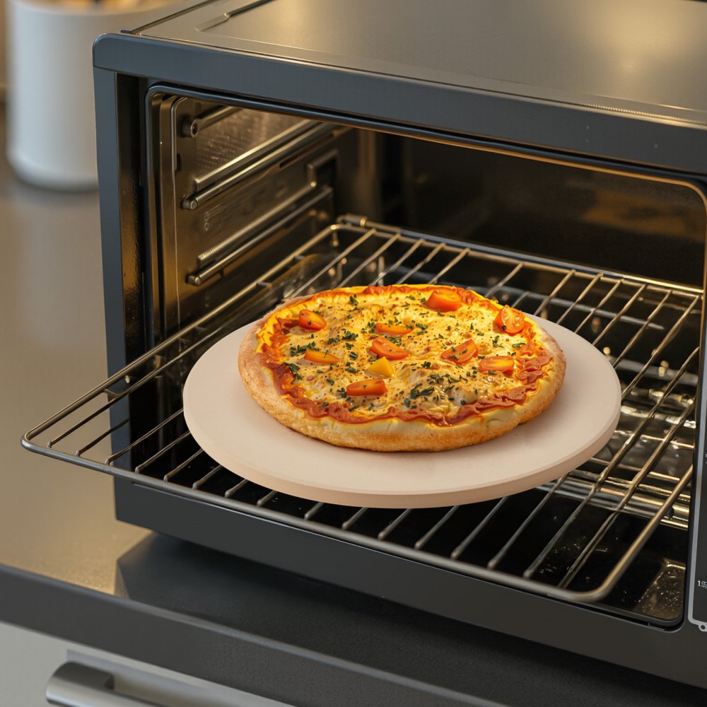 VEVOR Pizza Stone, 16 in Round Pizza Stone, 0.67" Thick Extra Large Baking-Stone with Rack Stand, 1450℉ Heat-Resistant