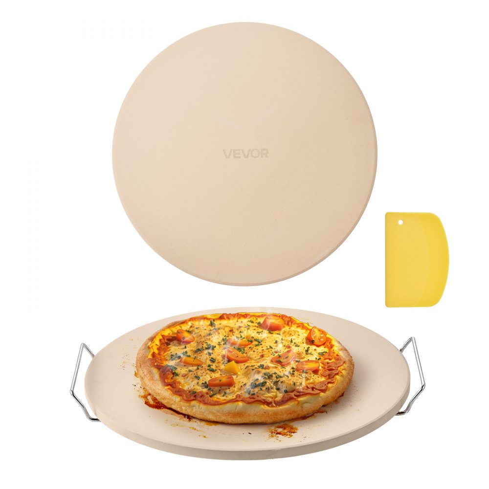 VEVOR Pizza Stone, 16 in Round Pizza Stone, 0.67" Thick Extra Large Baking-Stone with Rack Stand, 1450℉ Heat-Resistant