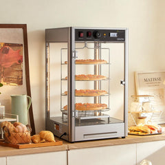 VEVOR Commercial Food Warmer Display, 4-Tier Pizza Warmer with Rotary Steam Heating for 14 in Pizza, 86℉~185℉