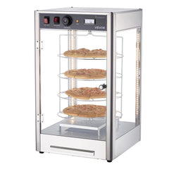 VEVOR Commercial Food Warmer Display, 4-Tier Pizza Warmer with Rotary Steam Heating for 14 in Pizza, 86℉~185℉