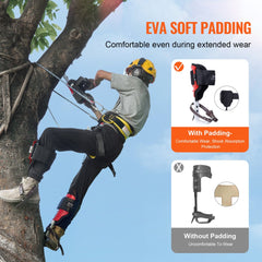 VEVOR Tree Climbing Spikes, 1 Pair Aluminum Climbing Spurs, 350lbs Load Capacity Tree Climbing Gear with Straps and