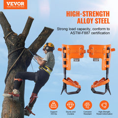 VEVOR Tree Climbing Spikes Set, 1 Pair Alloy Steel Climbing Spurs with Safety Rope and Safety Harness, 350lbs Load