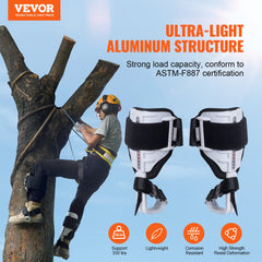 VEVOR Tree Climbing Spikes, 1 Pair Aluminum Climbing Spurs, 350lbs Load Capacity Tree Climbing Gear with Straps and