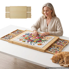 VEVOR 1000 Piece Puzzle Board with 4 Drawers and Cover, 29x21 in, Birthday Gift for Mom, Portable Wooden Table, Jigsaw