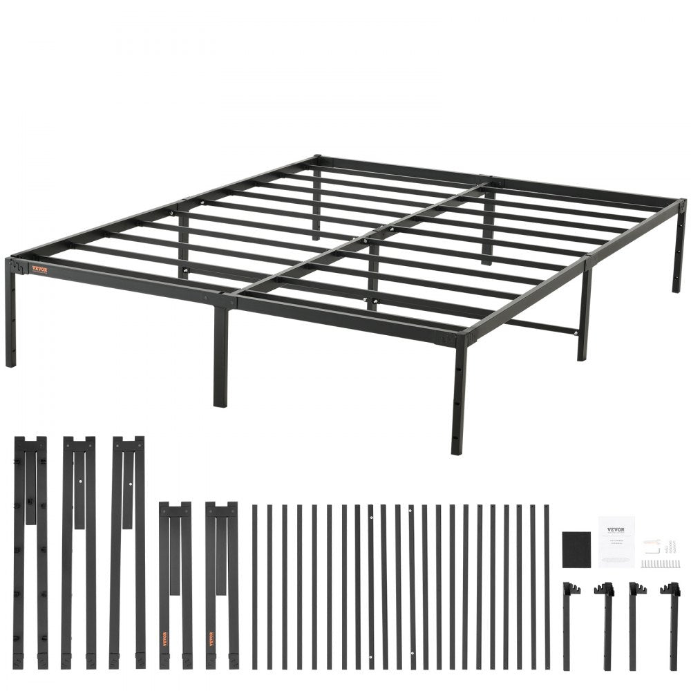 VEVOR 14 Inch Queen Metal Bed Frame Platform, No Box Spring Needed, 1500 lbs Loading Capacity Embedded Heavy Duty