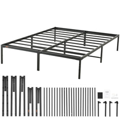 VEVOR 14 Inch Queen Metal Bed Frame Platform, No Box Spring Needed, 1500 lbs Loading Capacity Embedded Heavy Duty