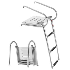 VEVOR Boat Ladder, 3 Steps, Stainless Steel Telescoping Folding Swim Deck Ladder for Rear Entry Inboard, 400 lbs