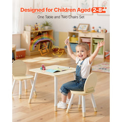 VEVOR Kids Table and 2 Chairs Set, Toddler Table and Chair Set with Rounded Edge Design & Graffiti Desktop, Wooden Desk