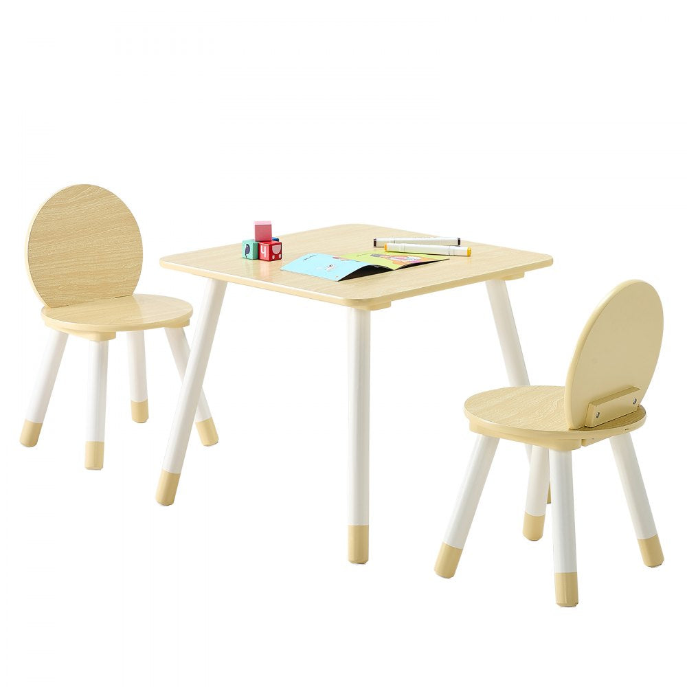 VEVOR Kids Table and 2 Chairs Set, Toddler Table and Chair Set with Rounded Edge Design & Graffiti Desktop, Wooden Desk