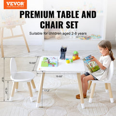 VEVOR Kids Table and 2 Chairs Set, Toddler Table and Chair Set, Children Multi-Activity Table for Art, Craft, Reading