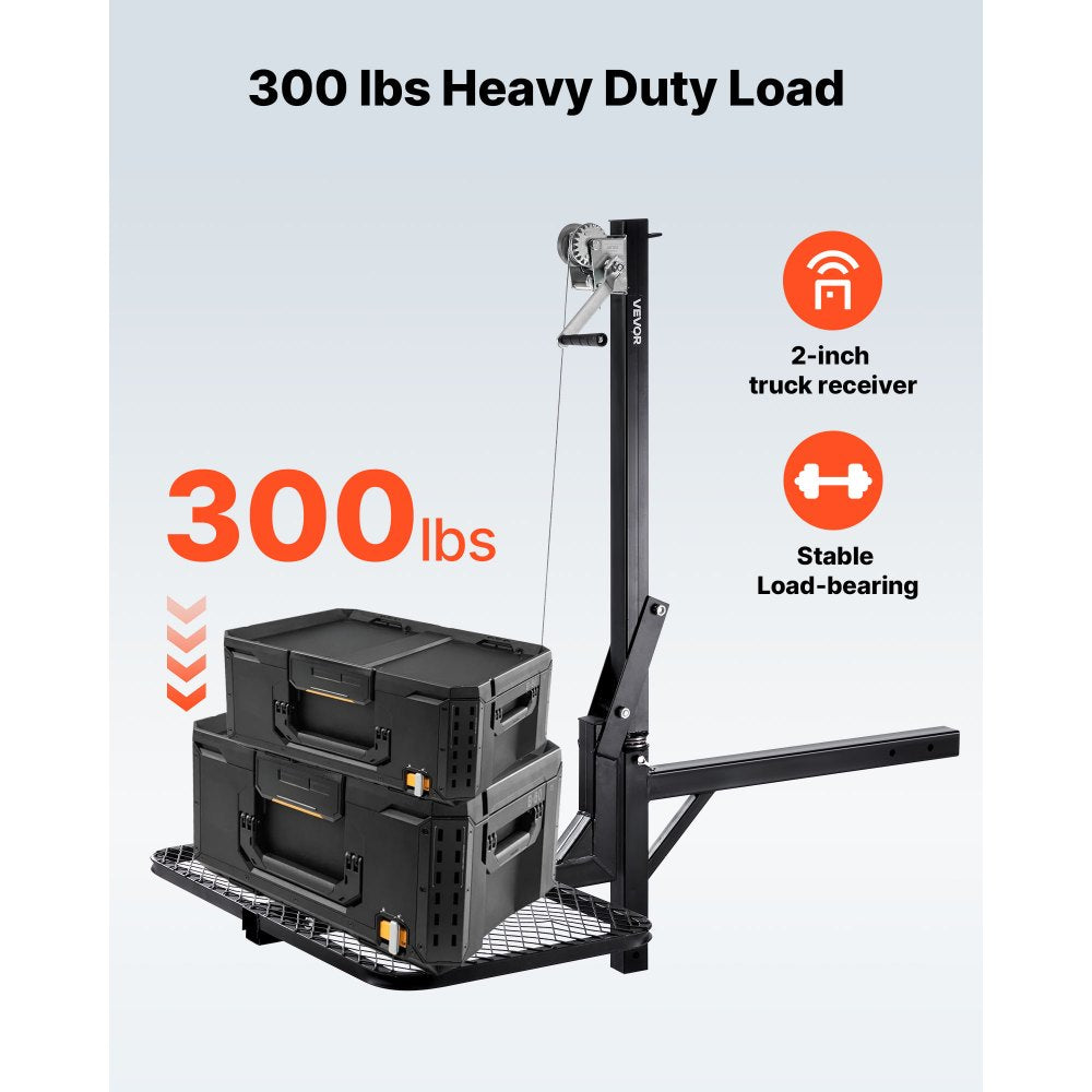 VEVOR Hitch Deer Hoist with Lifting System Platform, 300 lbs Load Capacity, Game Hoist Winch Lift with 2-inch Receiver