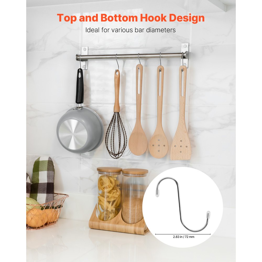 VEVOR S Hooks 40 Pack, 3.4 Inch Metal S Shaped Hangers of 22.05 LBS Load Capacity, Heavy Duty Stainless Steel Hanging