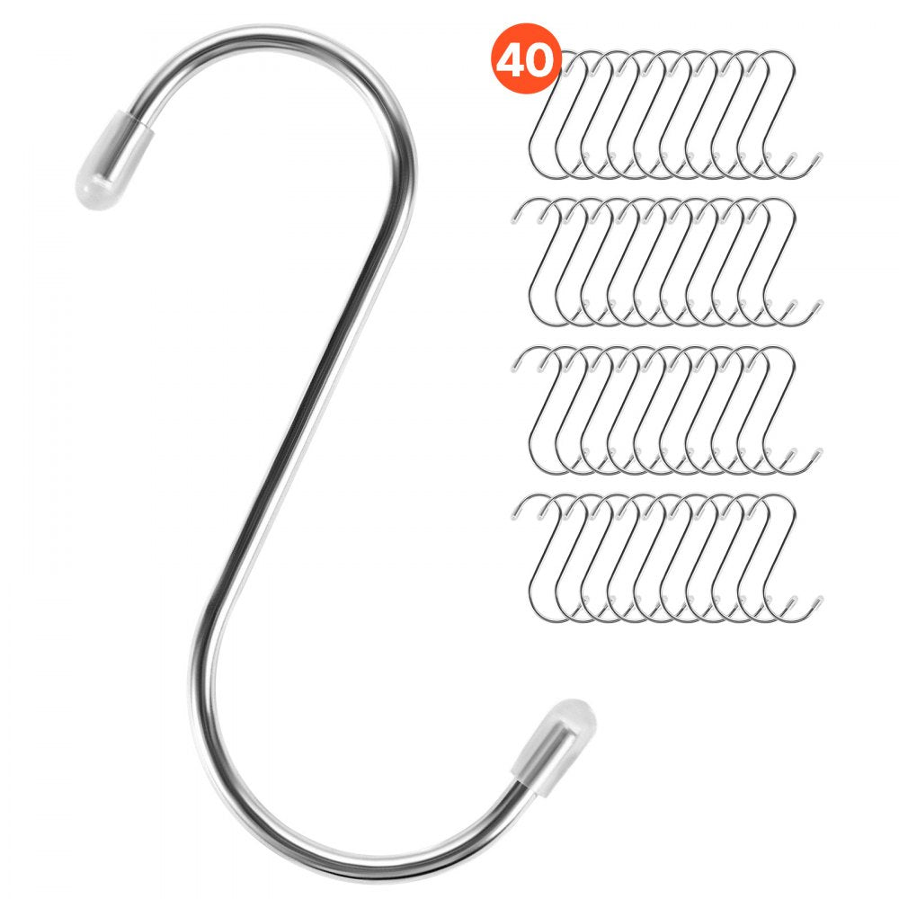 VEVOR S Hooks 40 Pack, 3.4 Inch Metal S Shaped Hangers of 22.05 LBS Load Capacity, Heavy Duty Stainless Steel Hanging