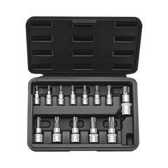 VEVOR Torx Bit Socket Set, 13-Piece Star T8 - T60 Set, S2 Alloy Steel and Cr-V Steel, 1/4 in, 3/8 in, and 1/2 in